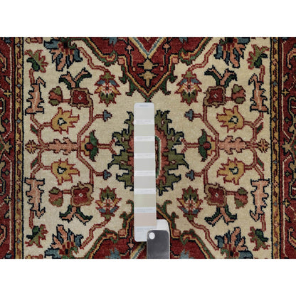 Heriz Wool Hand Knotted Rug Ivory 2.8x14.3 -O091388
