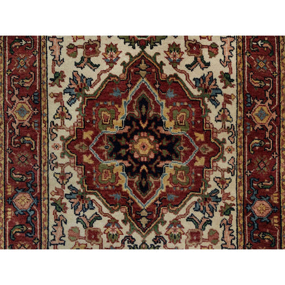 Heriz Wool Hand Knotted Rug Ivory 2.8x14.3 -O091388