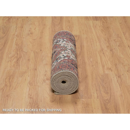 Heriz Wool Hand Knotted Rug Ivory 2.8x14.3 -O091388