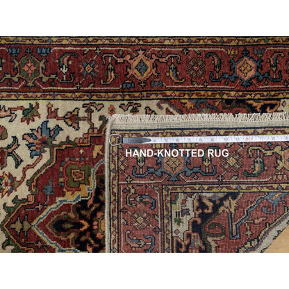Heriz Wool Hand Knotted Rug Ivory 2.8x14.3 -O091388
