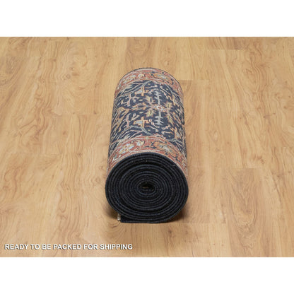 Heriz Wool Hand Knotted Rug Blue 2.6x22.0 -O091389