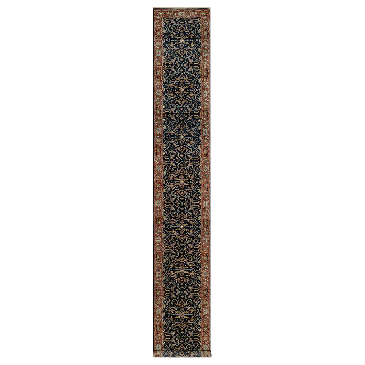Heriz Wool Hand Knotted Rug Blue 2.7x18.1 -O091390