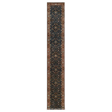 Heriz Wool Hand Knotted Rug Blue 2.7x18.1 -O091390