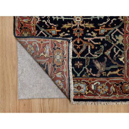 Heriz Wool Hand Knotted Rug Blue 2.7x18.1 -O091390