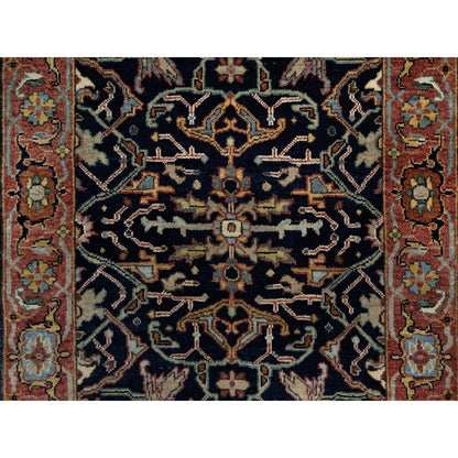 Heriz Wool Hand Knotted Rug Blue 2.7x18.1 -O091390