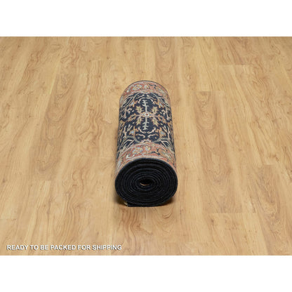 Heriz Wool Hand Knotted Rug Blue 2.7x18.1 -O091390