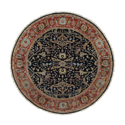 Heriz Wool Hand Knotted Rug Blue 6.0x6.0 -O091391