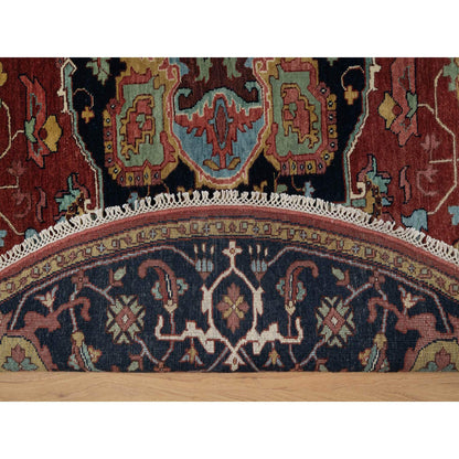 Heriz Wool Hand Knotted Rug Red 6.2x6.2 -O091392