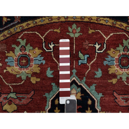 Heriz Wool Hand Knotted Rug Red 6.2x6.2 -O091392