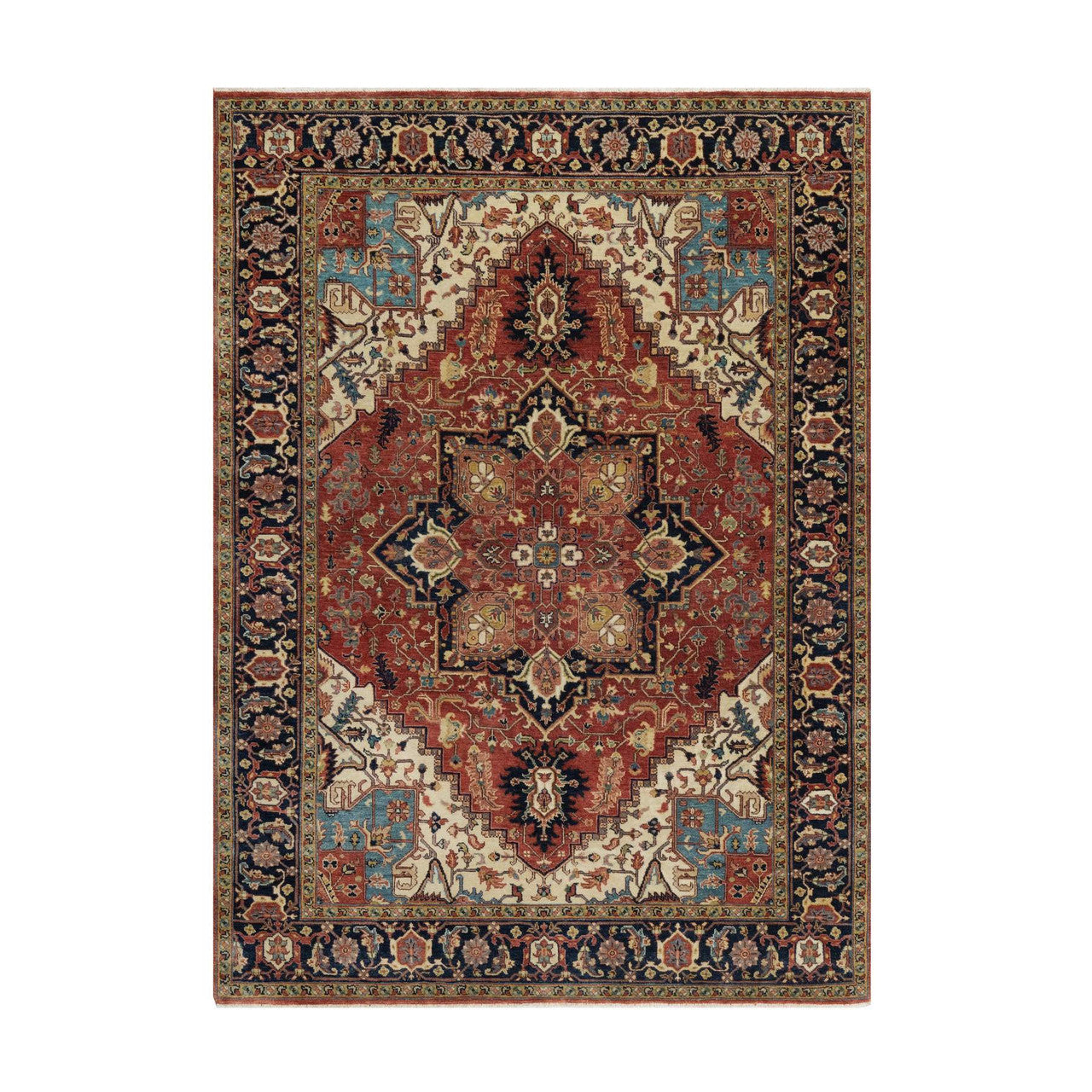Heriz Wool Hand Knotted Rug Red 5.2x7.2 -O091393