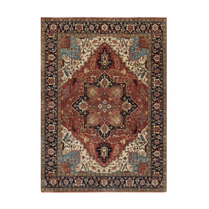 Heriz Wool Hand Knotted Rug Red 5.2x7.2 -O091393