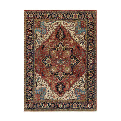 Heriz Wool Hand Knotted Rug Red 5.2x7.2 -O091393