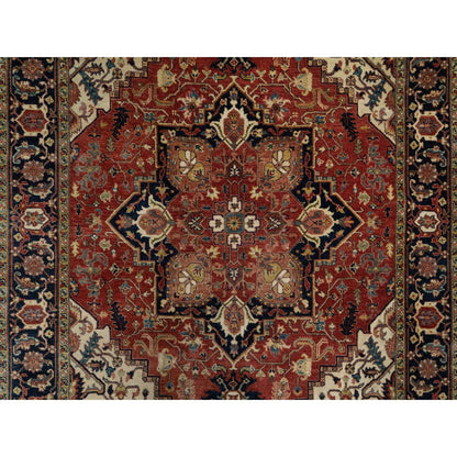 Heriz Wool Hand Knotted Rug Red 5.2x7.2 -O091393