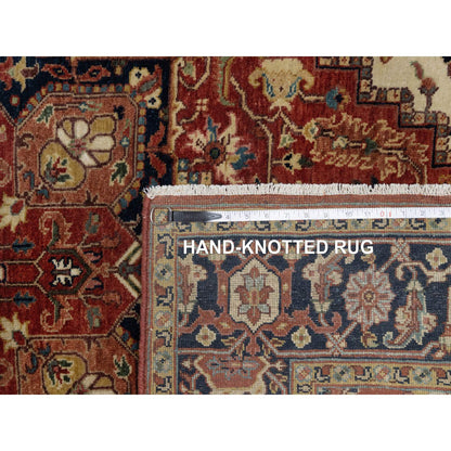 Heriz Wool Hand Knotted Rug Red 5.2x7.2 -O091393