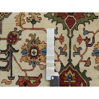 Heriz Wool Hand Knotted Rug Ivory 6.2x9.1 -O091394