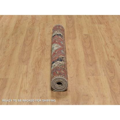 Heriz Wool Hand Knotted Rug Ivory 5.1x7.2 -O091395