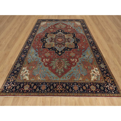Heriz Wool Hand Knotted Rug Red 8.11x12.2 -O091396