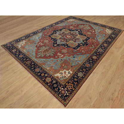 Heriz Wool Hand Knotted Rug Red 8.11x12.2 -O091396
