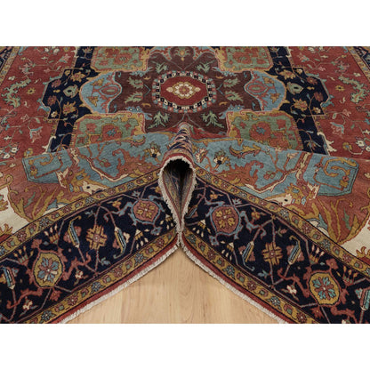 Heriz Wool Hand Knotted Rug Red 8.11x12.2 -O091396