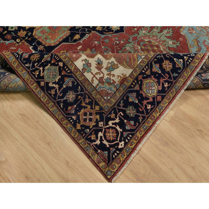 Heriz Wool Hand Knotted Rug Red 8.11x12.2 -O091396