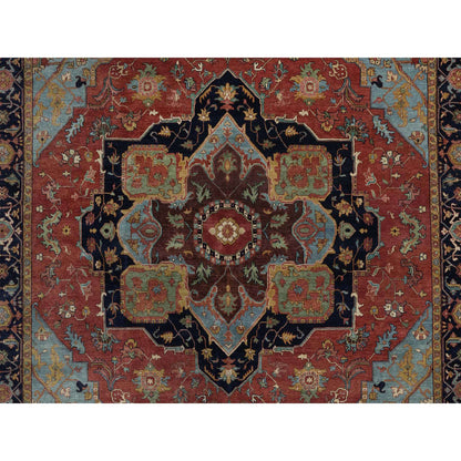 Heriz Wool Hand Knotted Rug Red 8.11x12.2 -O091396