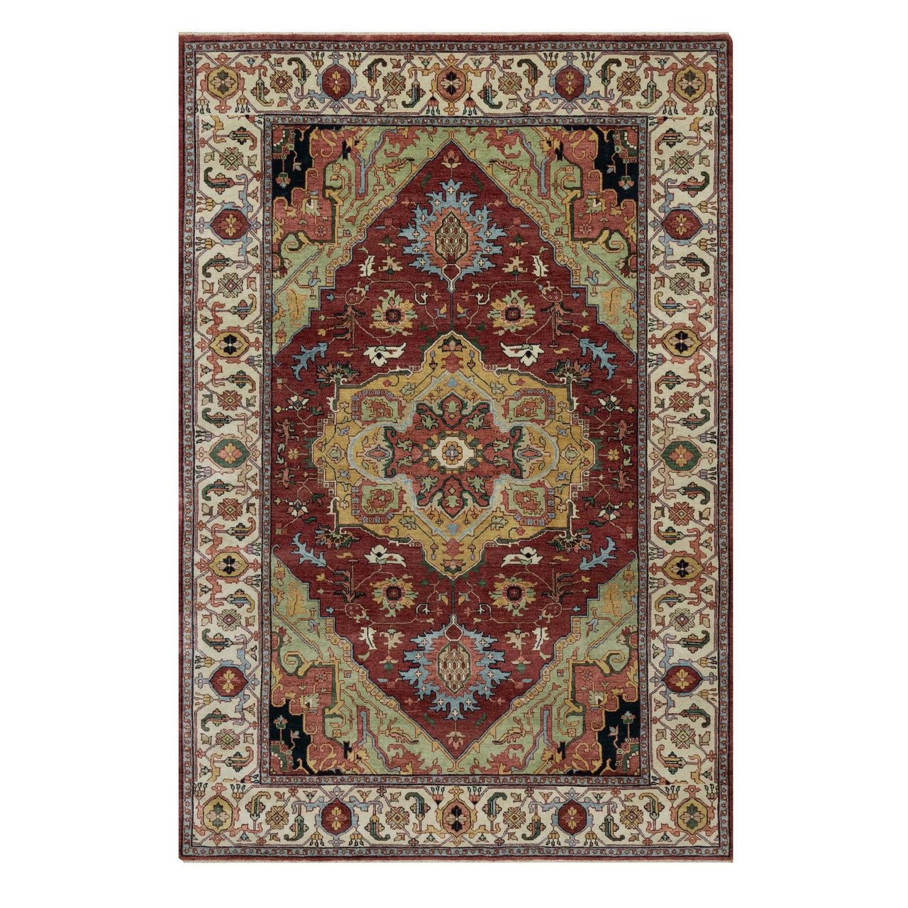 Heriz Wool Hand Knotted Rug Red 6.1x9.2 -O091397