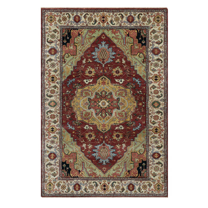 Heriz Wool Hand Knotted Rug Red 6.1x9.2 -O091397