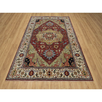 Heriz Wool Hand Knotted Rug Red 6.1x9.2 -O091397