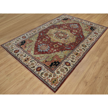 Heriz Wool Hand Knotted Rug Red 6.1x9.2 -O091397