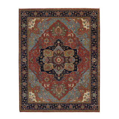 Heriz Wool Hand Knotted Rug Red 7.11x10.1 -O091398