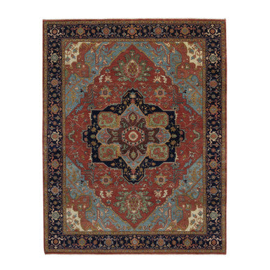Heriz Wool Hand Knotted Rug Red 7.11x10.1 -O091398