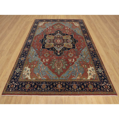 Heriz Wool Hand Knotted Rug Red 7.11x10.1 -O091398