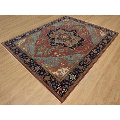 Heriz Wool Hand Knotted Rug Red 7.11x10.1 -O091398