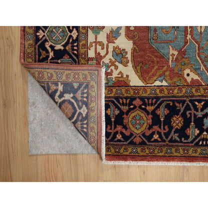 Heriz Wool Hand Knotted Rug Red 7.11x10.1 -O091398