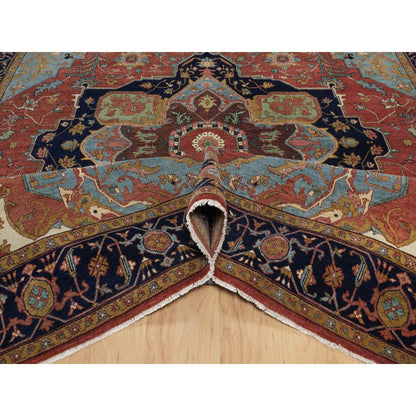 Heriz Wool Hand Knotted Rug Red 7.11x10.1 -O091398