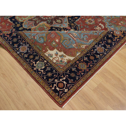 Heriz Wool Hand Knotted Rug Red 7.11x10.1 -O091398