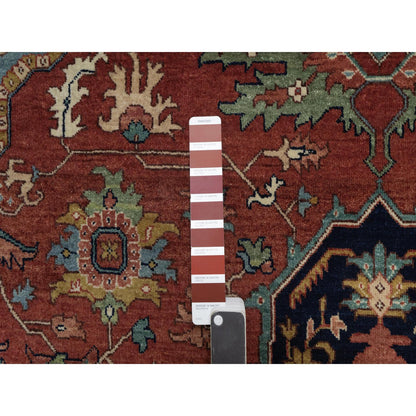 Heriz Wool Hand Knotted Rug Red 7.11x10.1 -O091398