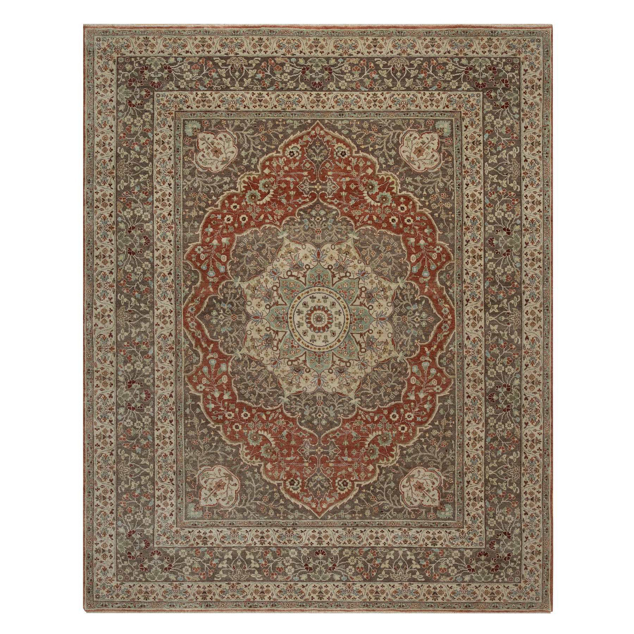 Heriz Wool Hand Knotted Rug Red 8.1x10.1 -O091400