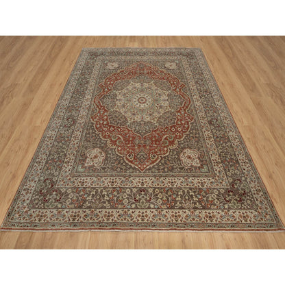 Heriz Wool Hand Knotted Rug Red 8.1x10.1 -O091400