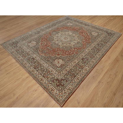 Heriz Wool Hand Knotted Rug Red 8.1x10.1 -O091400