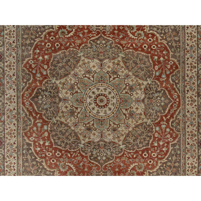 Heriz Wool Hand Knotted Rug Red 8.1x10.1 -O091400