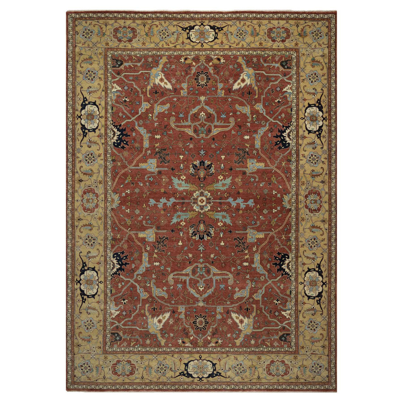 Heriz Wool Hand Knotted Rug Red 10.1x14.2 -O091401