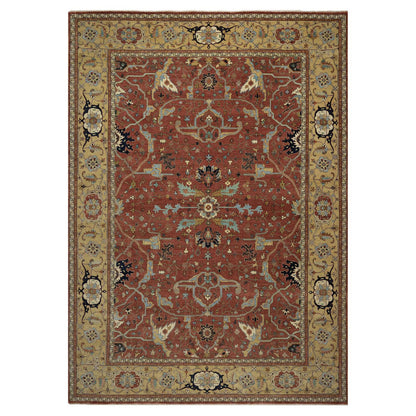 Heriz Wool Hand Knotted Rug Red 10.1x14.2 -O091401