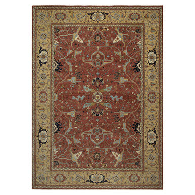 Heriz Wool Hand Knotted Rug Red 10.1x14.2 -O091401