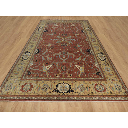 Heriz Wool Hand Knotted Rug Red 10.1x14.2 -O091401