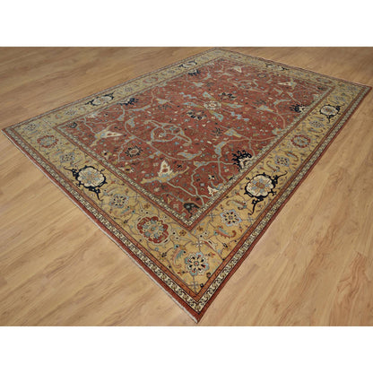 Heriz Wool Hand Knotted Rug Red 10.1x14.2 -O091401
