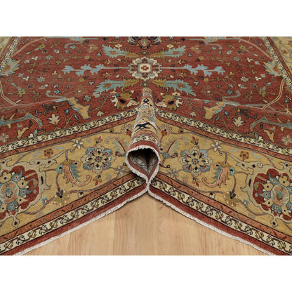 Heriz Wool Hand Knotted Rug Red 10.1x14.2 -O091401