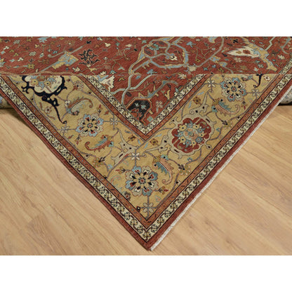 Heriz Wool Hand Knotted Rug Red 10.1x14.2 -O091401