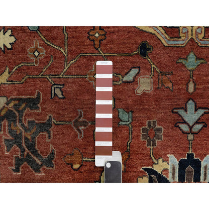 Heriz Wool Hand Knotted Rug Red 10.1x14.2 -O091401