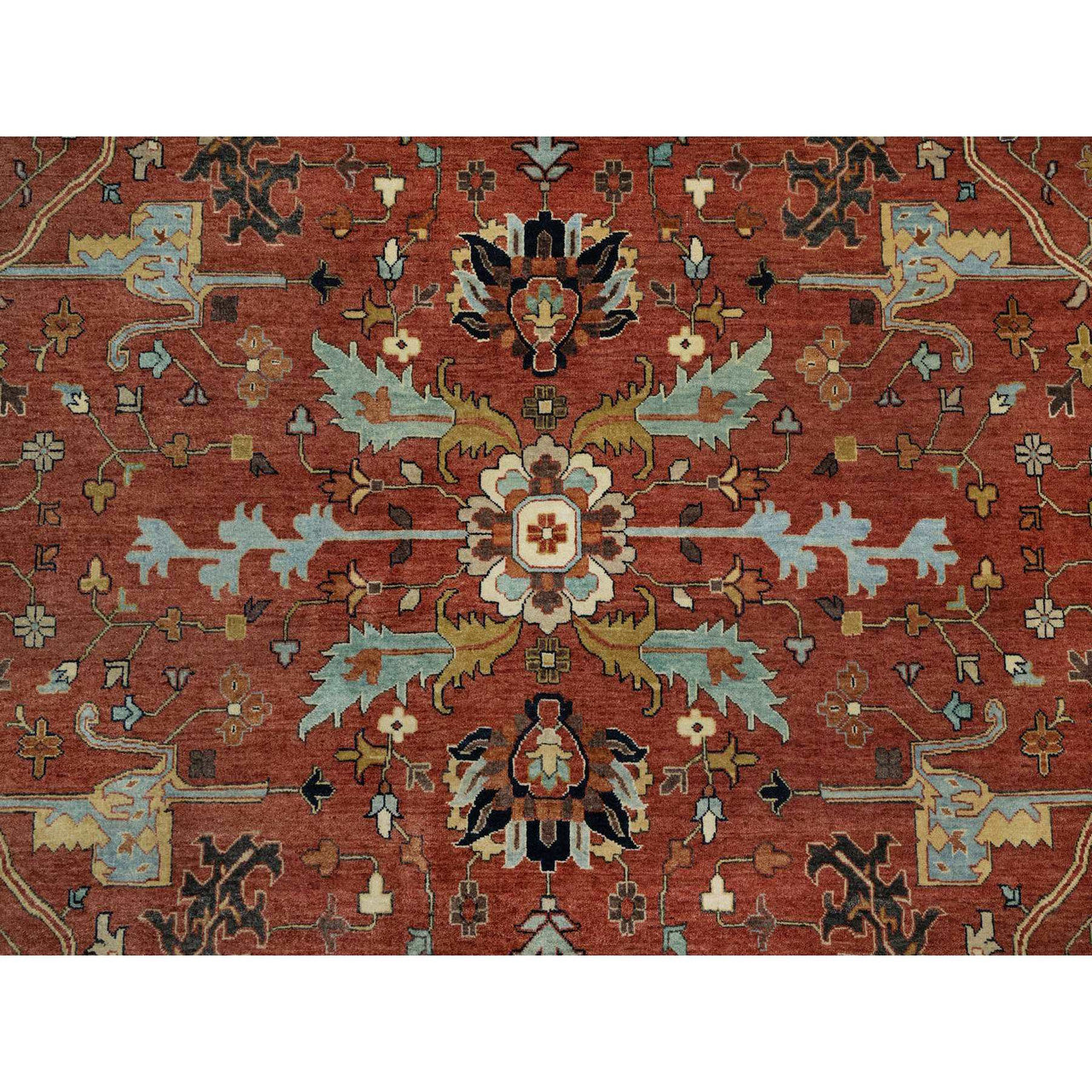 Heriz Wool Hand Knotted Rug Red 10.1x14.2 -O091401